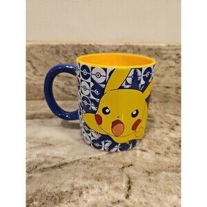 Pokemon Pikachu Large Ceramic Spinner Mug 20oz Blue Yellow